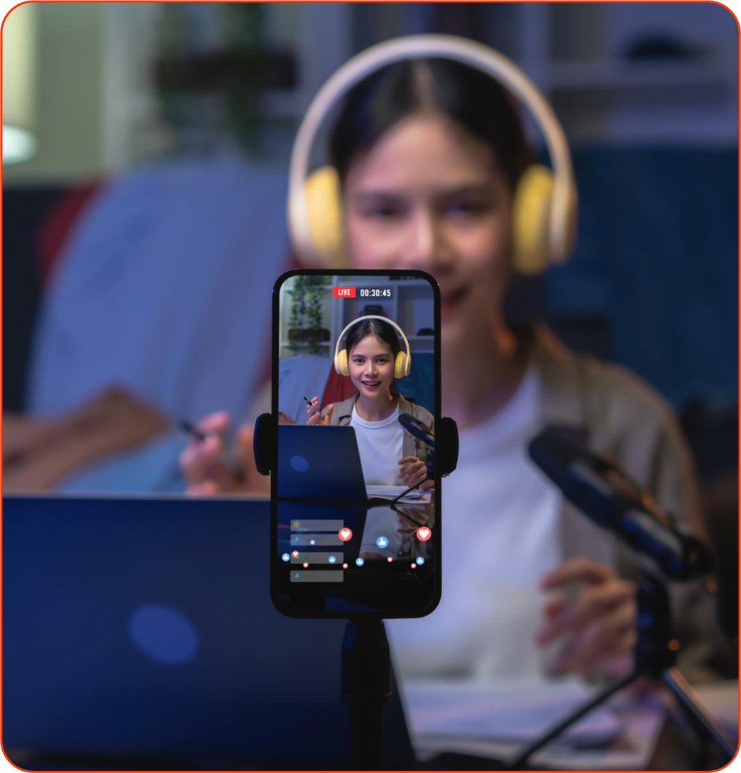 Short-form video recording on a phone in a creator setup
