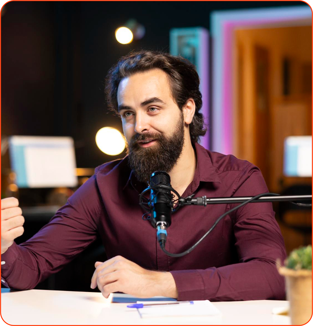 Personal branding recording session in a podcast studio